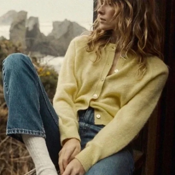 Doen Sweaters - Doen Petra Alpaca Blend Dandelion Yellow Button Long Sleeve Cardigan M
